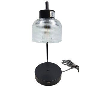 vintage adjustable light angle black metal/glass globe w/usb port table lamp